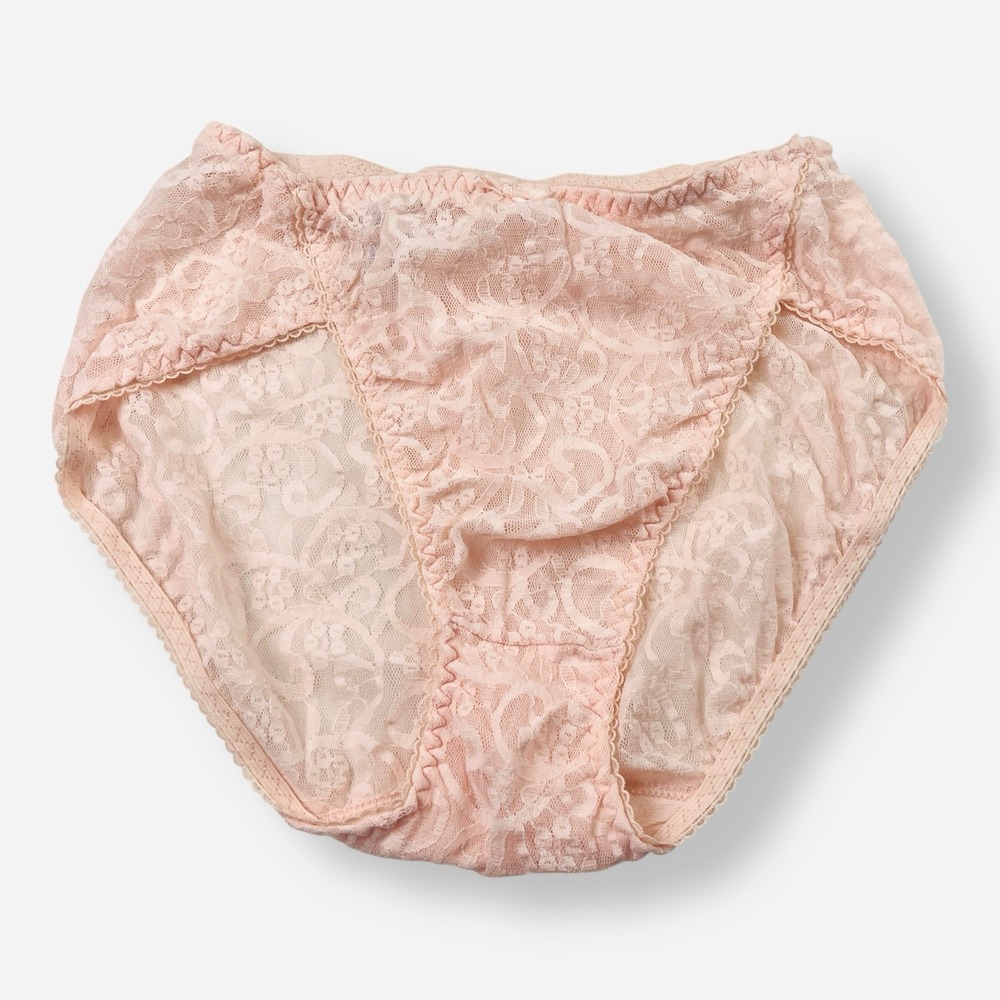 Vintage Maidenform Lace  Nylon High‎ Leg Panties Pink 25718 Medium Union Made